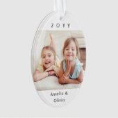 2フォトシンプルタイポグラフィ年ミニマリスト記念 オーナメント (正面)