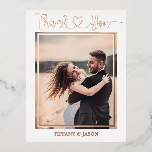 2フォトシンプルハートエレガントなウェディングハンド 箔シーズンポストカード (正面)