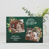 2フォトシーズンのグリーティングホリーベリークリスマス シーズンカード (スタンド正面)