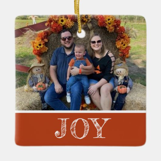 2フォトジョイ燃えたオレンジ色の錆紅葉休日 セラミックオーナメント (正面)