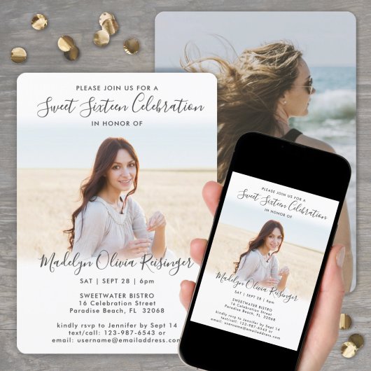 2フォトスイート16シックモダンスクリプエレガントト 招待状