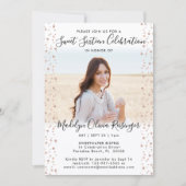 2フォトスイート16ピンクローズモダン金ゴールドグリッター 招待状 (正面)