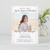 2フォトスイート16ピンクローズモダン金ゴールドグリッター 招待状 (スタンド正面)