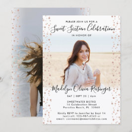 2フォトスイート16ピンクローズモダン金ゴールドグリッター 招待状