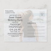 2フォトスイート16誕生日モダン日付の保存 案内ポストカード (裏面)