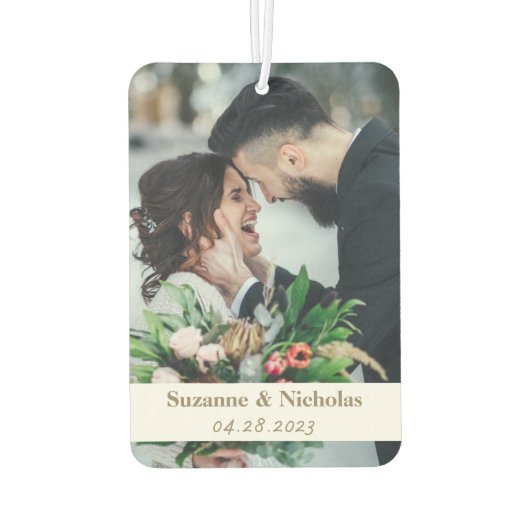 2フォトスエレガントクリプトの愛パーソナライズされた カーエアーフレッシュナー (裏面)