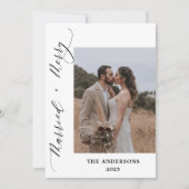 2フォトスクメリーリッ結婚したトの結婚クリスマス サンキューカード (正面)