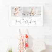 2フォトスクリプトウェルカムファースト誕生日パーティー 横断幕 (インサイチュ)