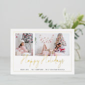 2フォトスクリプトモダンハッピーホリデイズクリスマス 箔シーズンカード (立ち正面)