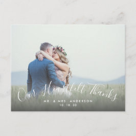 2フォトスクリプト感謝していハートフェル結婚の感謝 ポストカード