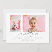 2フォトスクリプト1st誕生日パーティーサンキューカード 招待状 (正面)