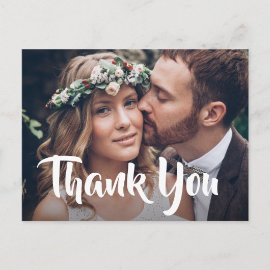 2フォトススタイリッシュクリッモダント結婚の感謝 案内ポストカード (正面)