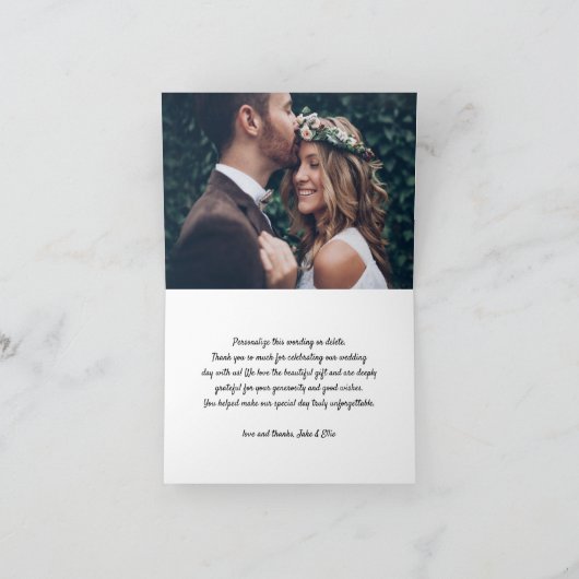 2フォトススタイリッシュクリプト折り結婚曲げ サンキューカード (内部)