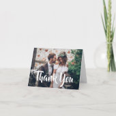 2フォトススタイリッシュクリプト折り結婚曲げ サンキューカード (正面)