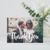 2フォトススタイリッシュクリプト書道結婚の サンキューカード (スタンド正面)