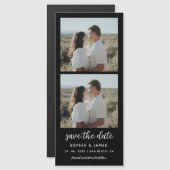 2フォトストリップブラックマグネティックウェディング日付を保存 (正面/裏面)