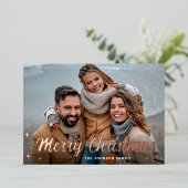 2フォトスパークルメリークリスマスグリーティングバラ金ゴールド 箔シーズンカード (立ち正面)