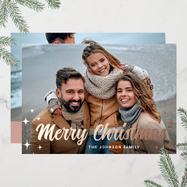 2フォトスパークルメリークリスマスグリーティングバラ金ゴールド 箔シーズンカード