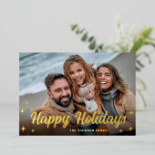 2フォトスパークルメリークリスマスグリーティング金ゴールド 箔シーズンカード (立ち正面)