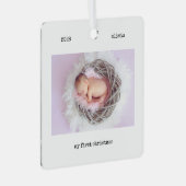 2フォトタイプモダンライターのマイ初めてのクリスマス メタルオーナメント (正面右)