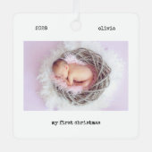 2フォトタイプモダンライターのマイ初めてのクリスマス メタルオーナメント (正面)