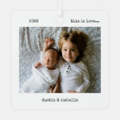 2フォトタイプモダンライターの愛パーソナライズされた メタルオーナメント (裏面)