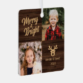 2フォトチャイルドウッドクリ素朴スマス メタルオーナメント (正面右)