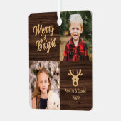 2フォトチャイルドウッドクリ素朴スマス メタルオーナメント (正面左)