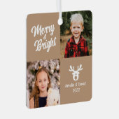 2フォトチルドレンズホワイトクリスマスセラミックオーナメント メタルオーナメント (正面右)