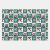 2フォトティール（緑がかった色）グリーン – Merry Christmas Snowflaks ラッピングペーパーシート (正面2)