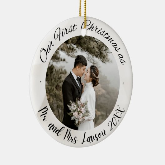 2フォトデルの初めてのクリスマス結婚したフェイクオーナメント セラミックオーナメント (右)