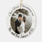 2フォトデルの初めてのクリスマス結婚したフェイクオーナメント セラミックオーナメント (左)