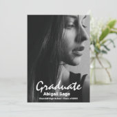 2フォトトレンディーモダンホワイト文字卒業 招待状 (スタンド正面)