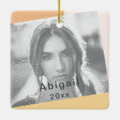 2フォトトレンディーモダン自然卒業クリスマス セラミックオーナメント (裏面)