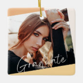 2フォトトレンディーモダン自然卒業クリスマス セラミックオーナメント (正面)