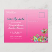 2フォトトロピカルビーチピンクティール(緑がかった色)フローラ グラデーション 案内ポストカード (裏面)