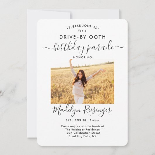 2フォトドライブバイソーシャル配信バースデーパーティー 招待状 (正面)