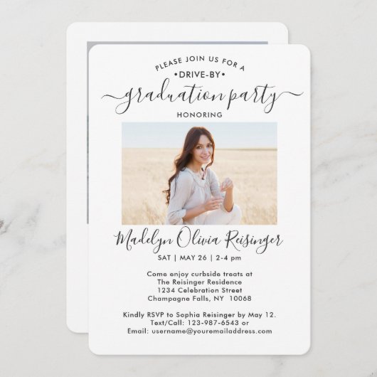2フォトドライブバイ卒業パーティーカーパレード 招待状