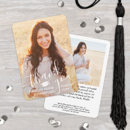 2フォトニューアドレスホワイトタイポグラフィ卒業 サンキューカード