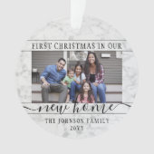 2フォトニューホームファーストクリスマスフェイク大理石ラウンド オーナメント (正面)