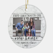 2フォトニューホームファーストクリスマスフェイク大理石ラウンド セラミックオーナメント (左)