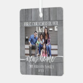 2フォトニューホーム初めてのクリスマスグレイフェイクウッド メタルオーナメント (正面左)