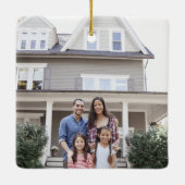 2フォトニューホーム初めてのクリスマスネイビーブルー&金ゴールド セラミックオーナメント (裏面)