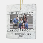 2フォトニューホーム初めてのクリスマスフェイクホワイトマーブル セラミックオーナメント (左)