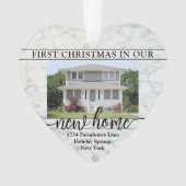 2フォトニューホーム初めてのクリスマスフェイク大理石ハート オーナメント (正面)