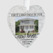 2フォトニューホーム初めてのクリスマスフェイク大理石ハート オーナメント (正面)