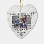 2フォトニューホーム初めてのクリスマスフェイク大理石ハート セラミックオーナメント (左)