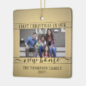 2フォトニューホーム初めてのクリスマスフェイク金ゴールドとブラック セラミックオーナメント (左)