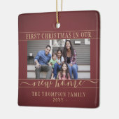 2フォトニューホーム初めてのクリスマスブルゴーニュと金ゴールド セラミックオーナメント (左)