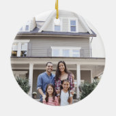 2フォトニューホーム第1クリスマスブラック&金ゴールドラウンド セラミックオーナメント (裏面)